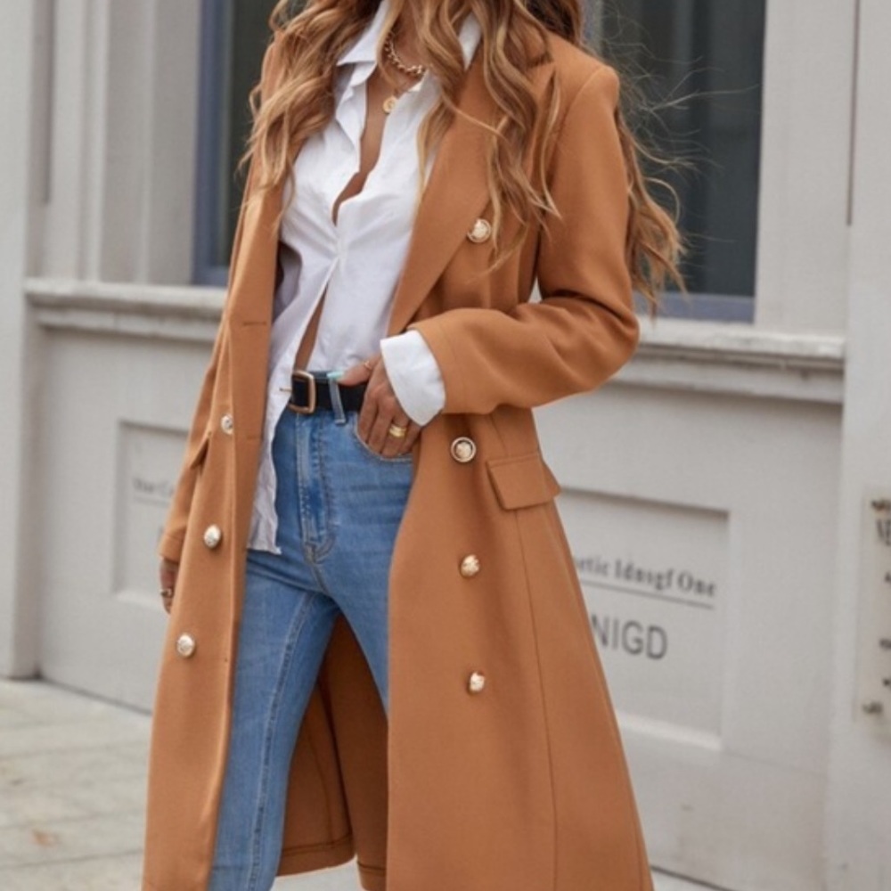 Classic Black Button up Long Jacket Coat - Picture 7 of 16